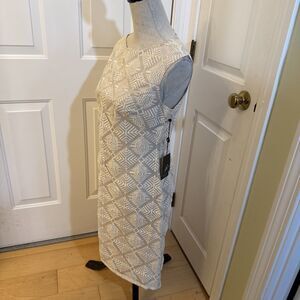 SHEER LACE adrianna papell dress Ivory Sheer Shift Dress Women’s Size 4